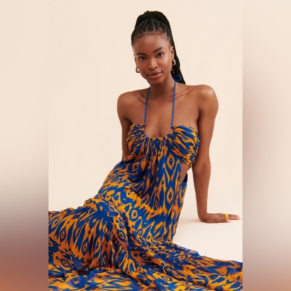 Anthropologie X Verb by Pallavi Singhee | Cut-Out Maxi Romantic Halter Dress XS - Picture 3 of 12